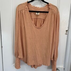 NWT Free People / We The Free Long Sleeve Poplin Ruched Blouse
